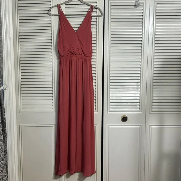 Lulus Lost In Paradise Rusty Rose Strappy Back Maxi Dress Sz: Small